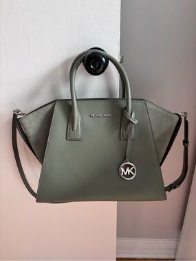 Michael Kors Olive Green Satchel with MK Charm